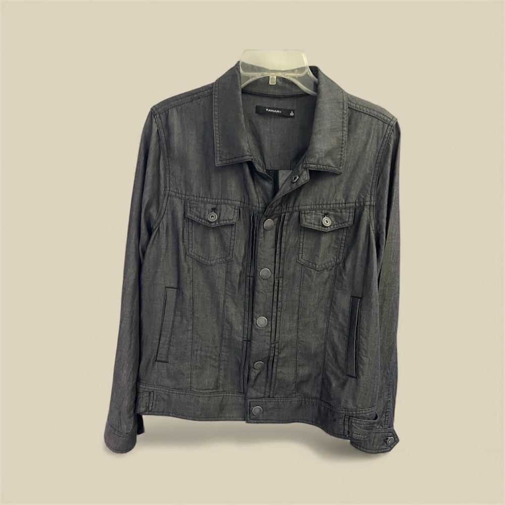 Tahari Dark Gray Shirt Jacket